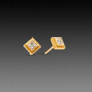 Square Diamond Stud Earrings