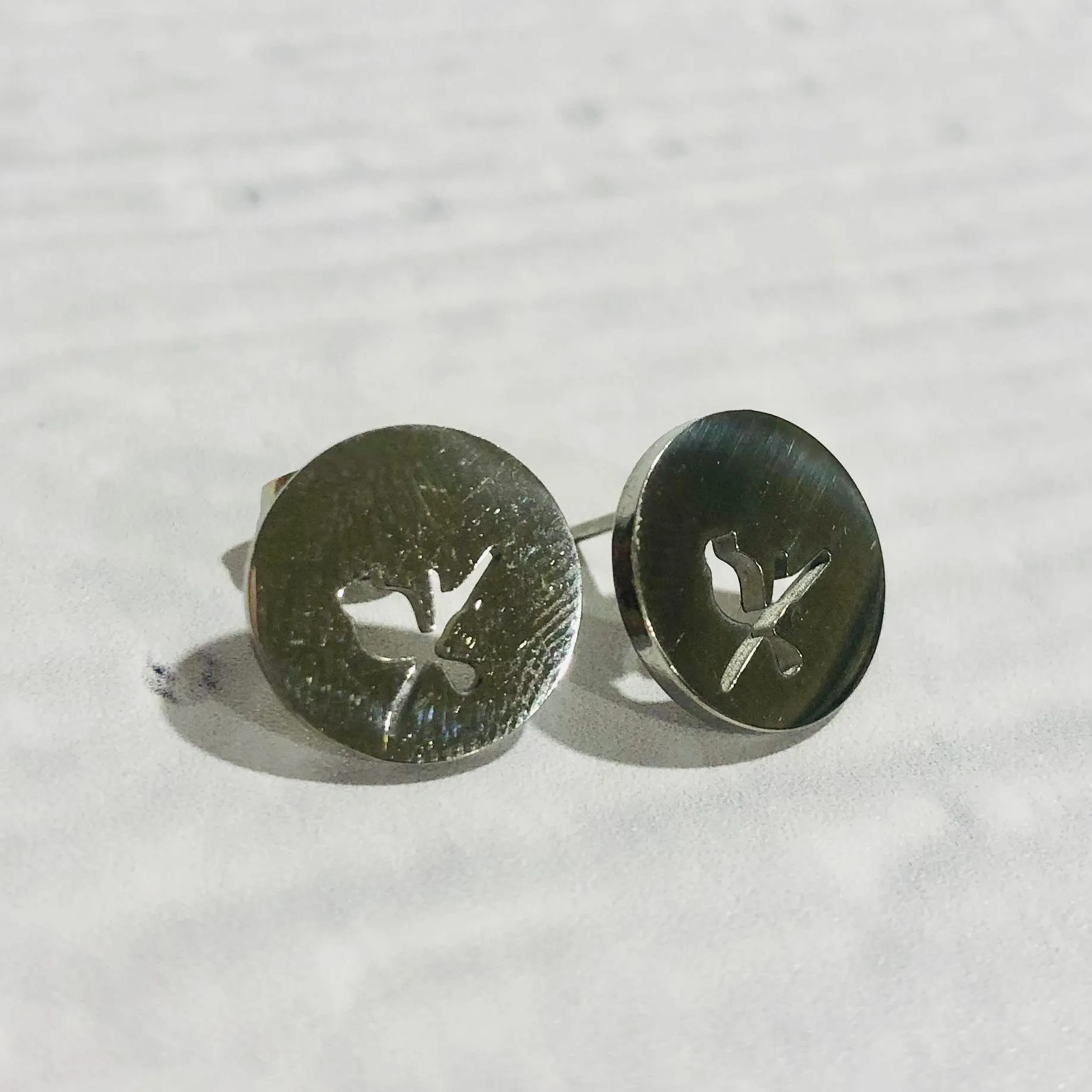 Stainless Steel Earrings - Bird in Circle