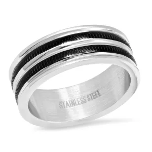 SteelTime Double Stripe Band Ring