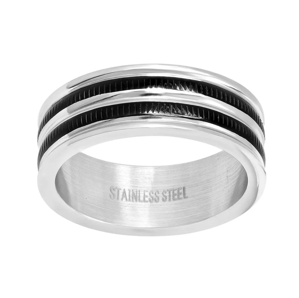 SteelTime Double Stripe Band Ring