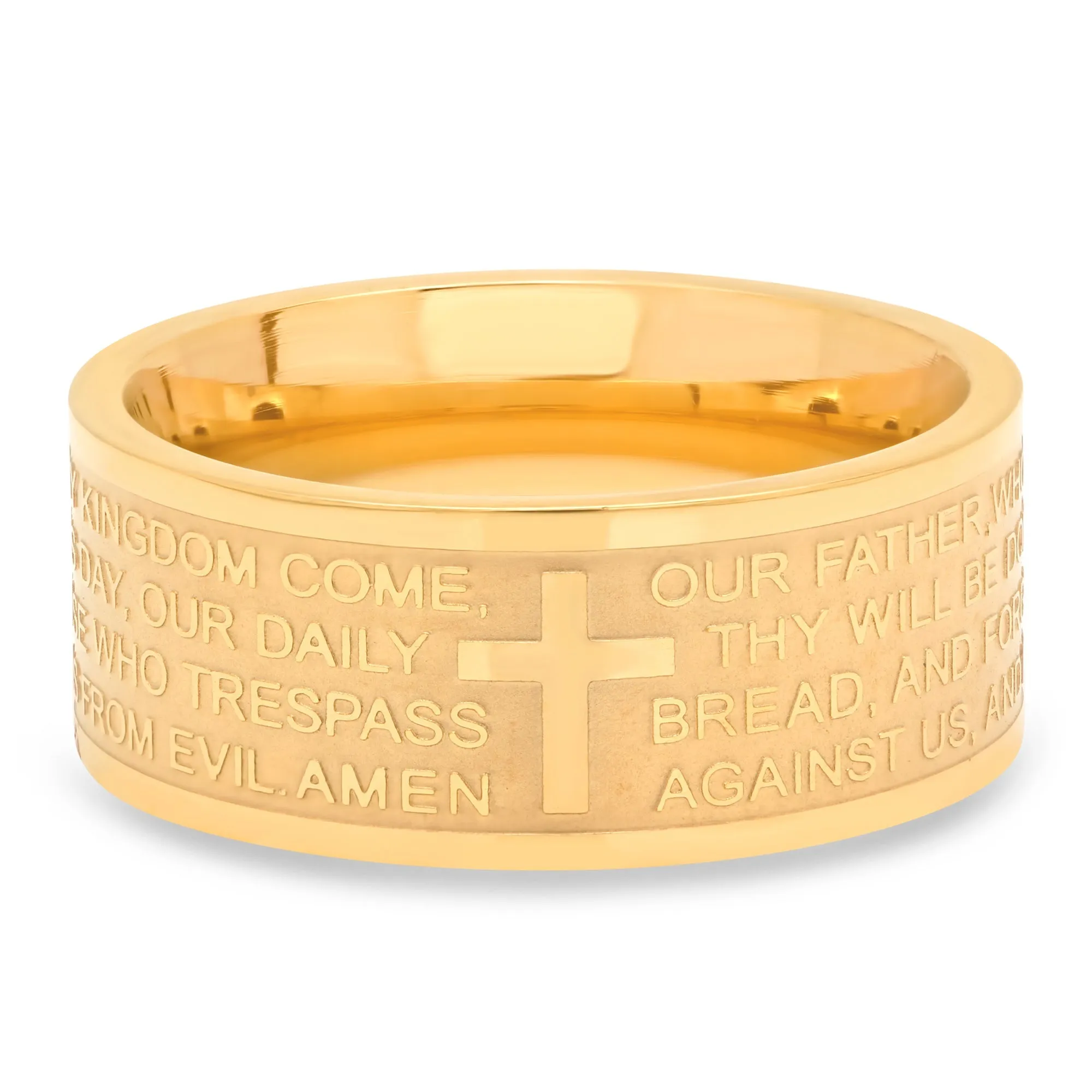 SteelTime Wide Banded Lord's Prayer Ring