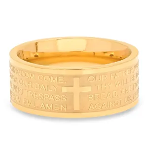 SteelTime Wide Banded Lord's Prayer Ring