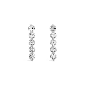 STRAIGHT ROUND STONES STUD SILVER EARRING