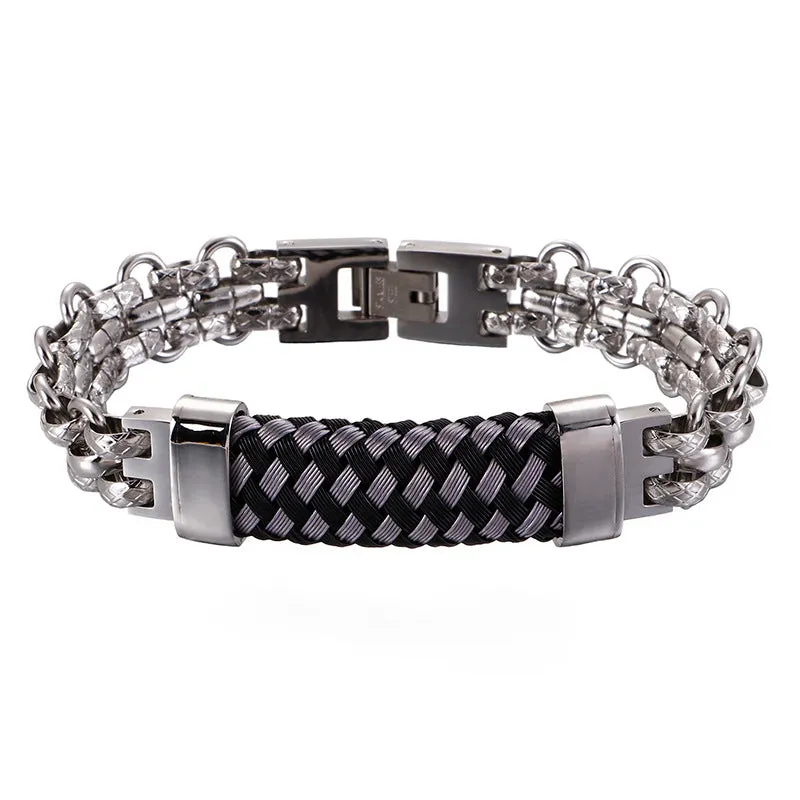 Stylish Personalized Curved Titanium Steel Bracelets for Men - Trendy Stainless Steel Jewelry from Europe and America