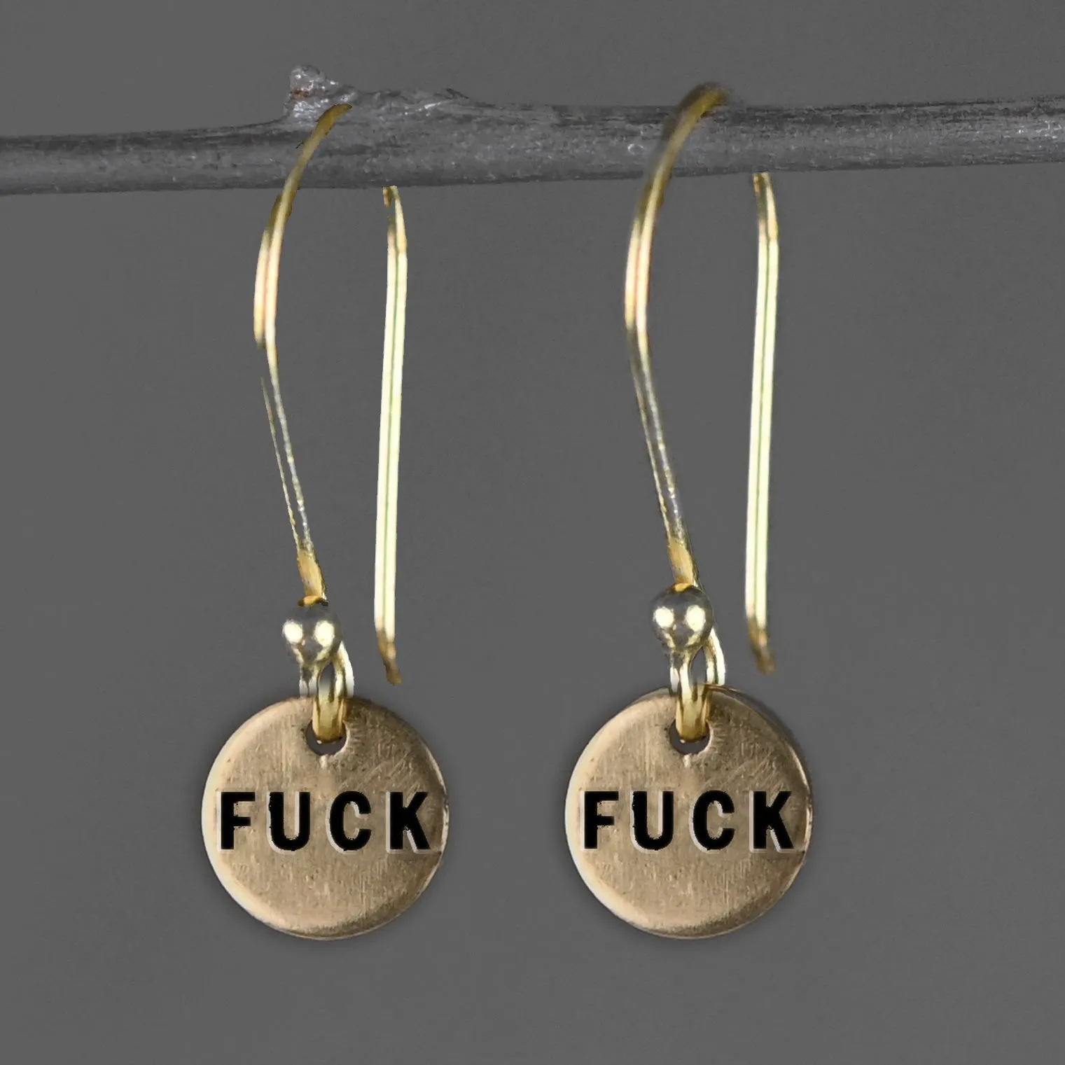 Tiny Fucks Hand Stamped Earrings