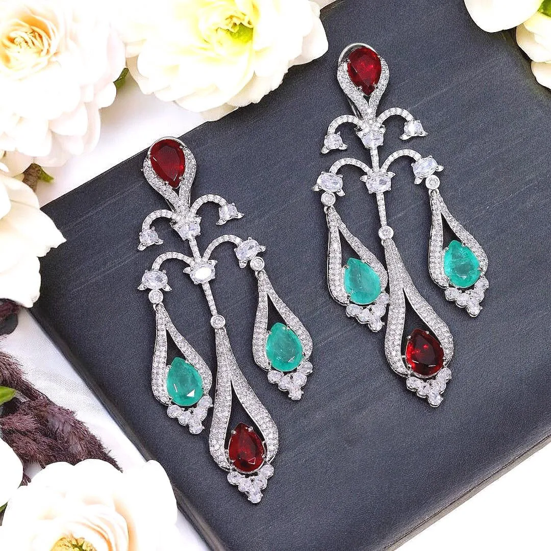 Traditional CZ Stud Indian Earrings Set For Women