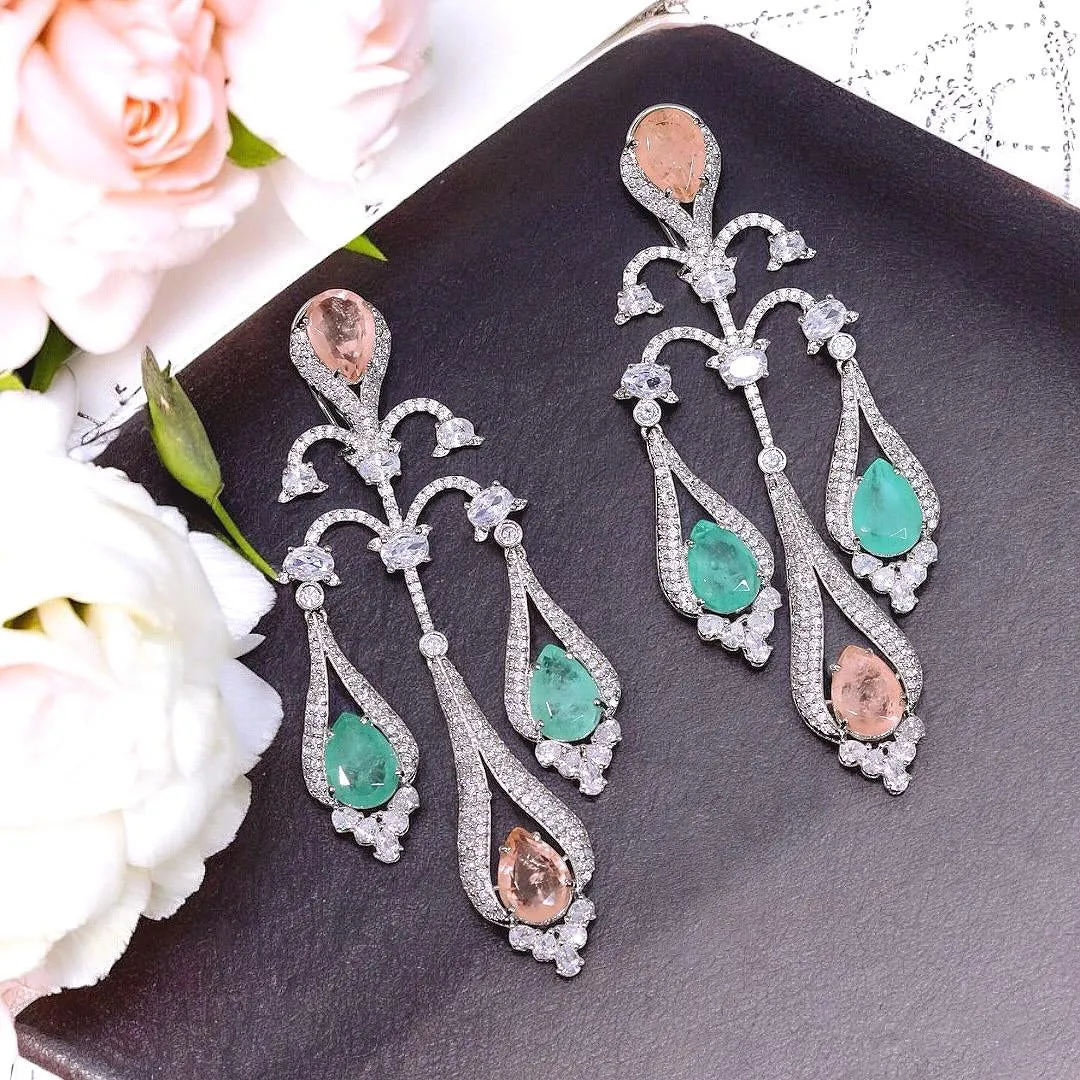 Traditional CZ Stud Indian Earrings Set For Women