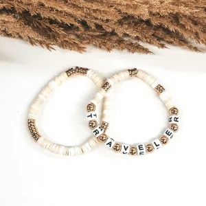 TRAVELER Disc Beaded Bracelet Duo in Ivory