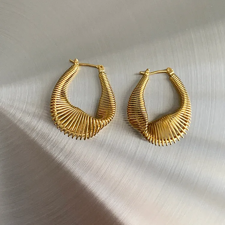 Trendy Irregular Twisted Gold Earring JLT12975