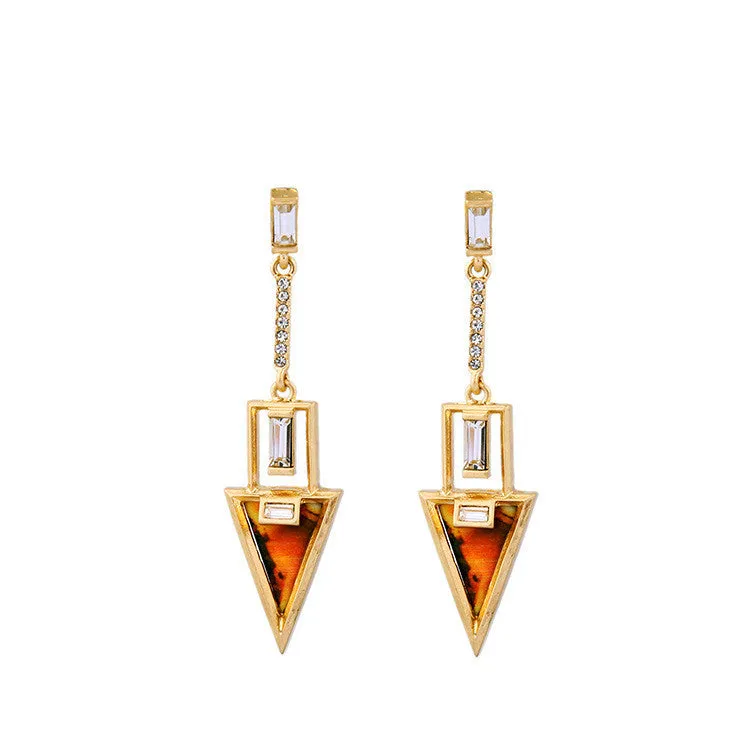 Triangle Linear Earrings in Tortoise