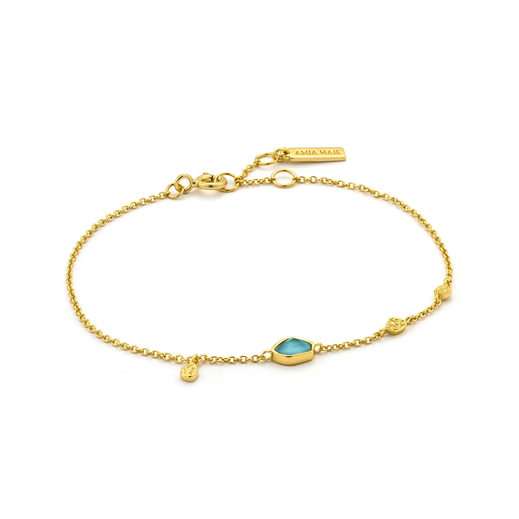 Turquoise Discs Gold Bracelet