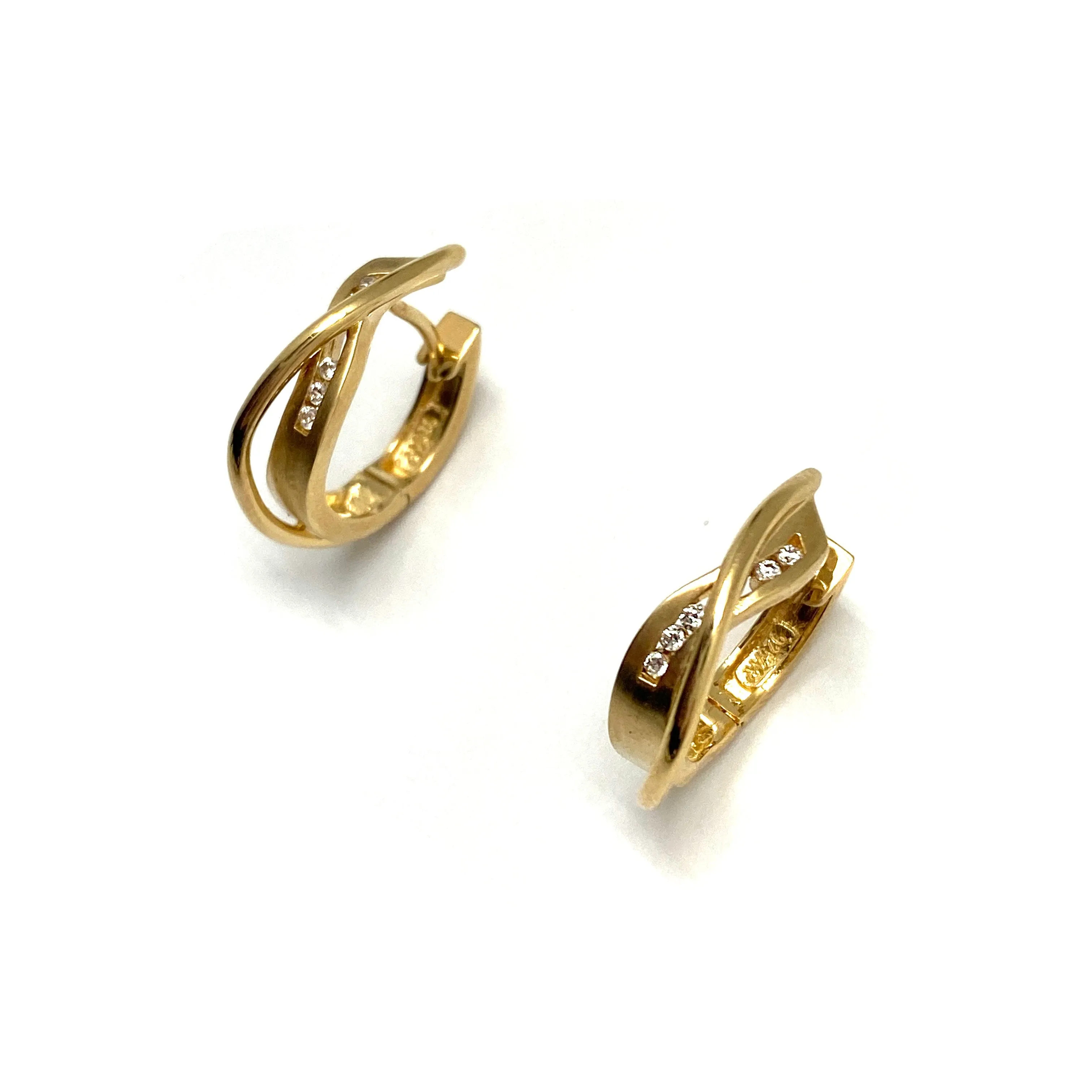 Twisted Gold Huggie Earrings