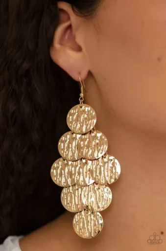 Uptown Edge - Gold Paparazzi Earring