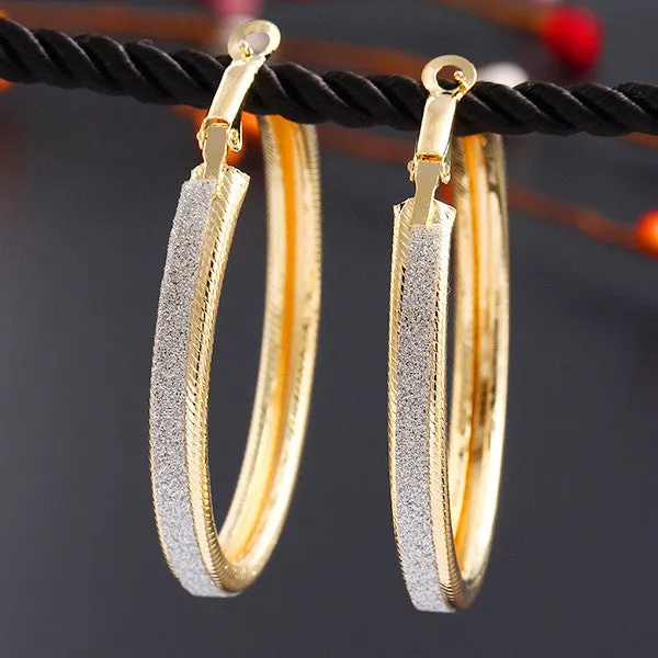 Vintage Scrub Round Earring Trendy Statement Gold & Silver Earrings Women Jewlery