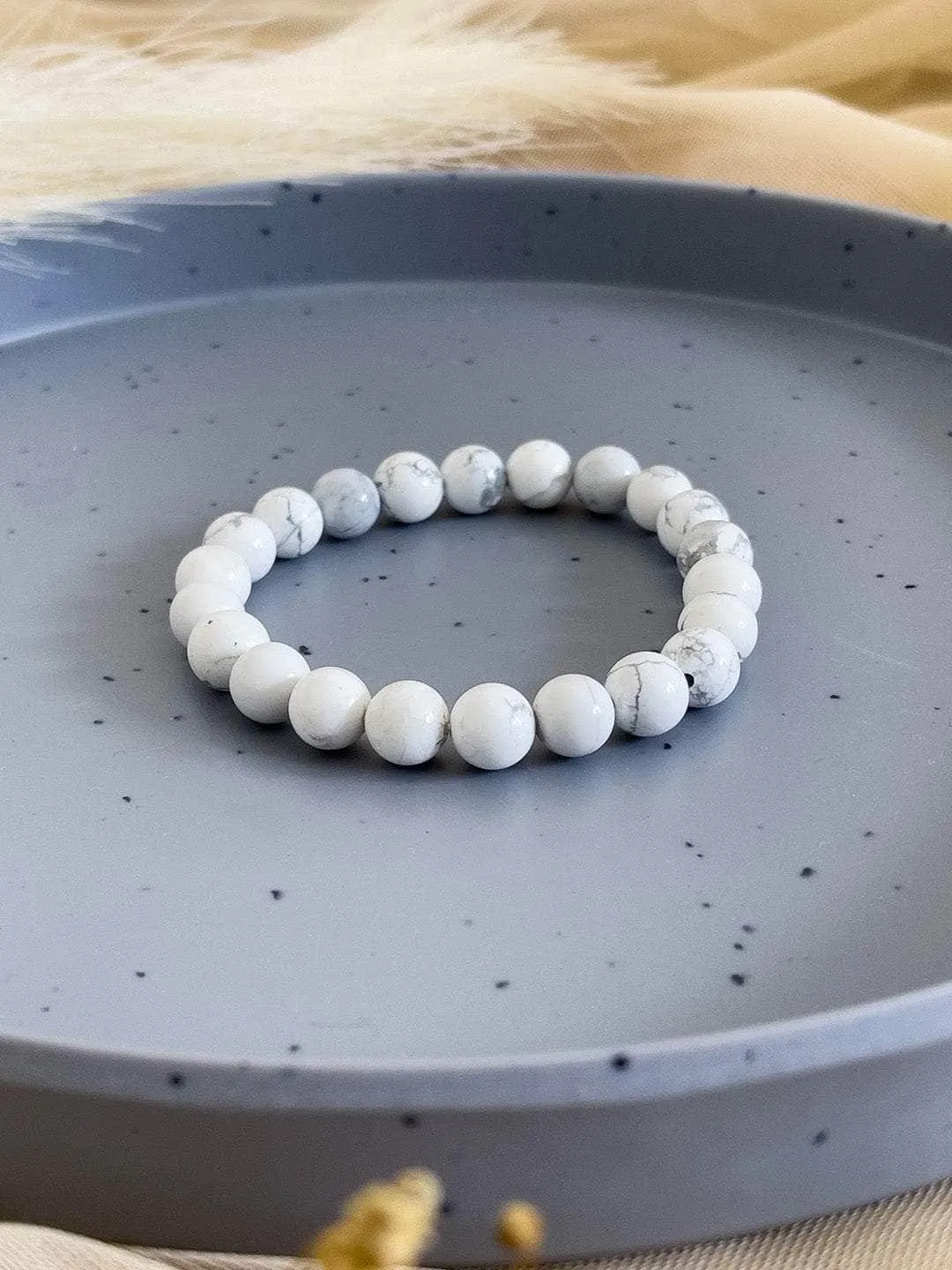 White Howlite Bead Bracelet