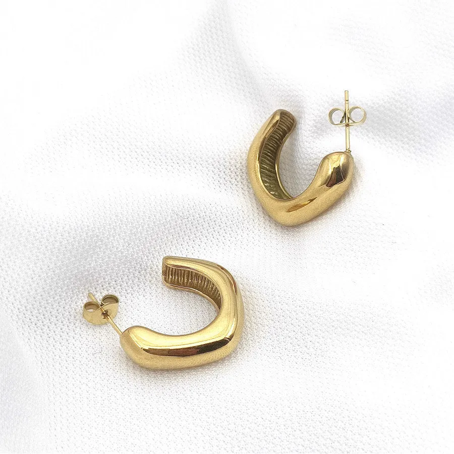 wide Irregular Shape Gold Hoop Earrings JLT12685