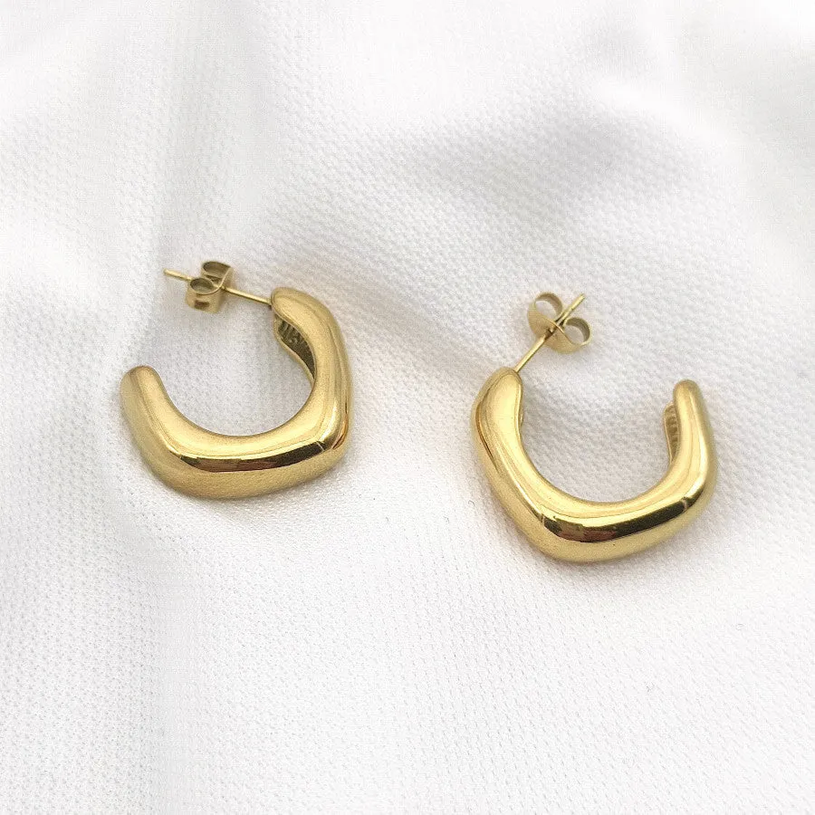 wide Irregular Shape Gold Hoop Earrings JLT12685