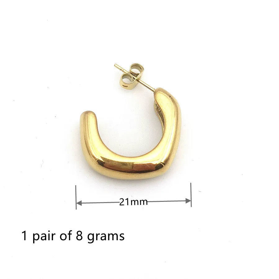 wide Irregular Shape Gold Hoop Earrings JLT12685