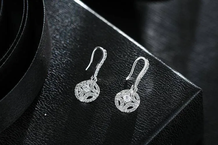 Zirconia Crystal Sterling Silver dangle drop  Earrings