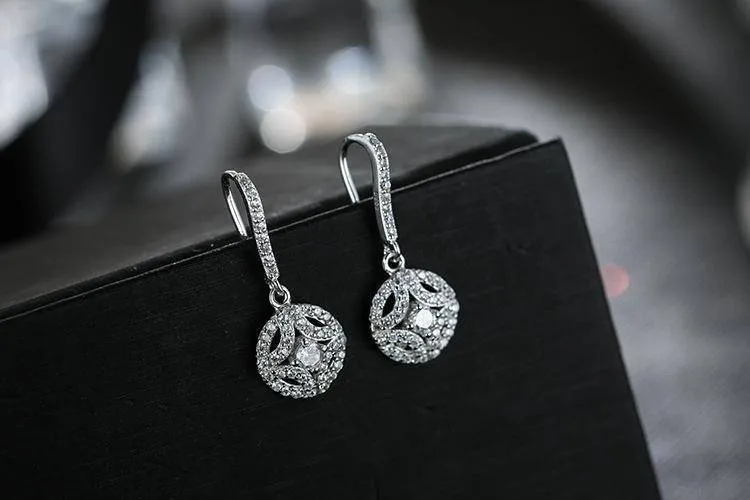 Zirconia Crystal Sterling Silver dangle drop  Earrings